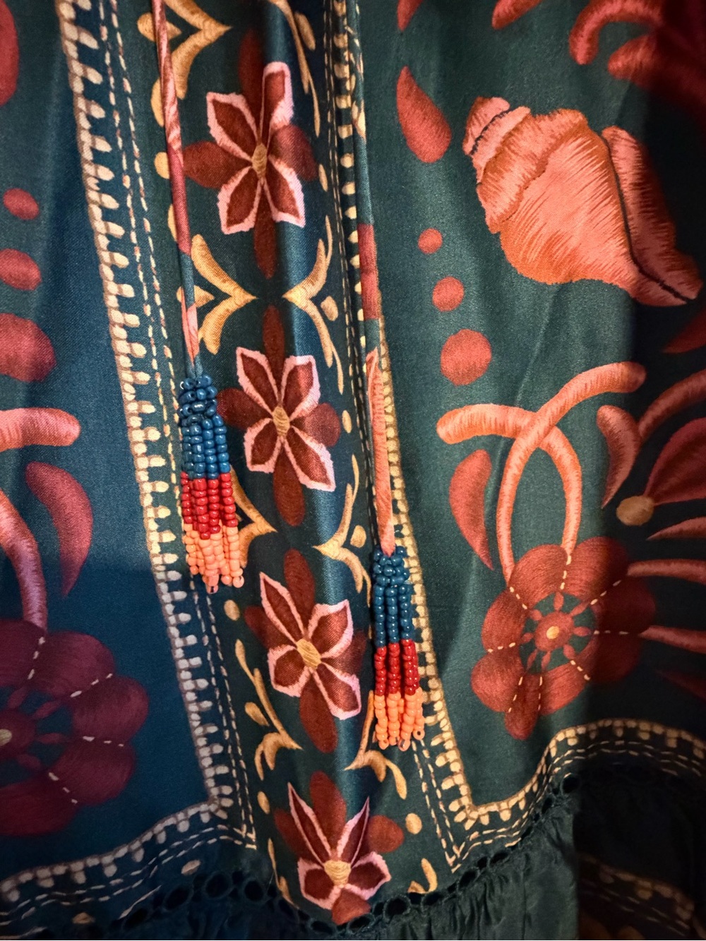 šFarm Rio XL Seashell Tapestry Printed 3/4-Sleeve Maxi Dress - Picture 7 of 9